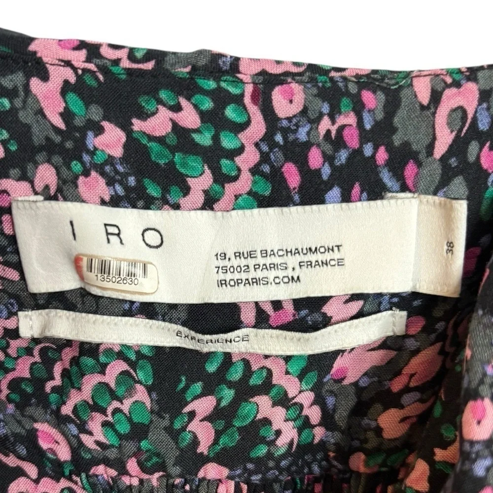 IRO Women's Floral Ruffle Party Cocktail Dress Size 39= US 6 Pink Green Black